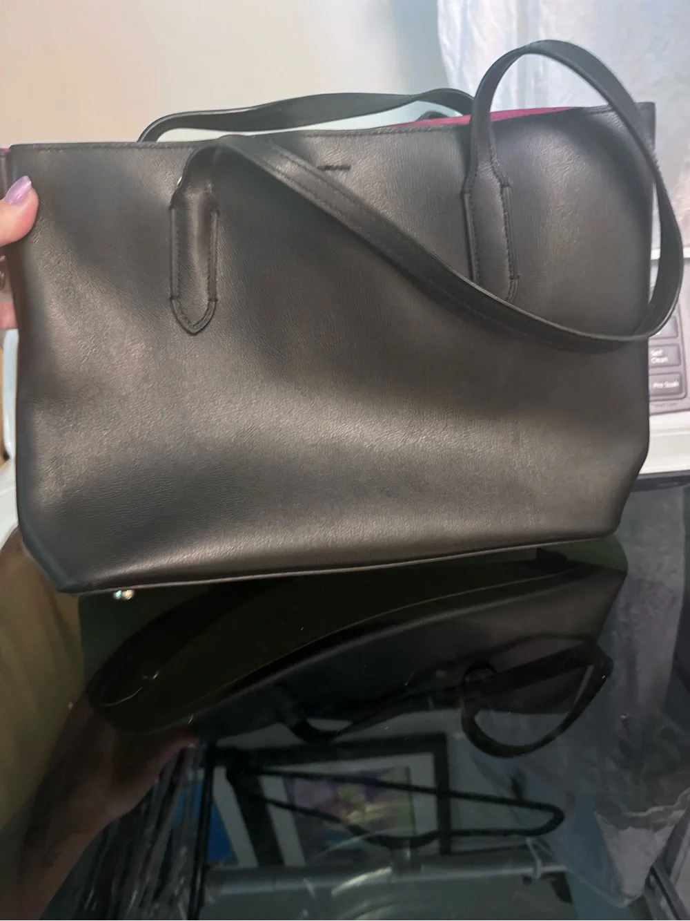 Coach Black Leather Tote with Signature Hardware